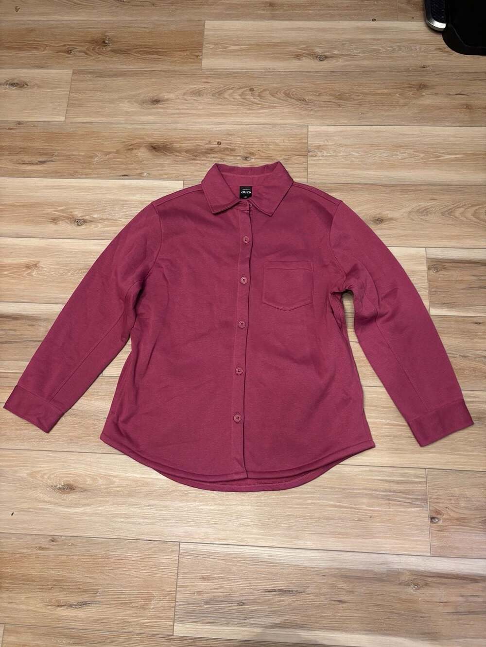 Jolyn April Fleece Button-Up Shirt Burgundy Women's XL